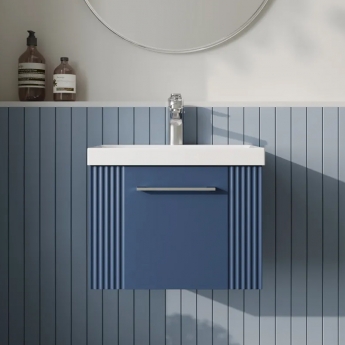 Nuie Deco Wall Hung 1-Drawer Vanity Unit with Basin-3 500mm Wide - Satin Blue