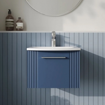 Nuie Deco Wall Hung 1-Drawer Vanity Unit with Basin-4 500mm Wide - Satin Blue