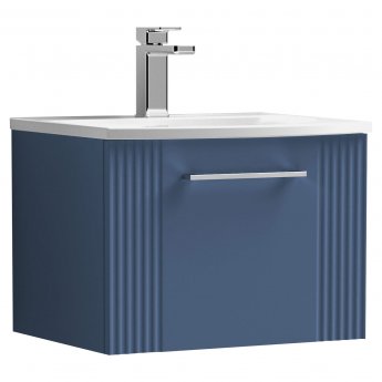 Nuie Deco Wall Hung 1-Drawer Vanity Unit with Basin-4 500mm Wide - Satin Blue