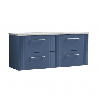 Nuie Deco Wall Hung 4-Drawer Vanity Unit with Bellato Grey Worktop 1200mm Wide - Satin Blue | Product Image