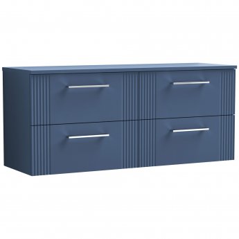 Nuie Deco Wall Hung 4-Drawer Vanity Unit with Worktop 1200mm Wide - Satin Blue