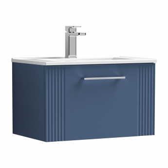 Nuie Deco Wall Hung 1-Drawer Vanity Unit with Basin-2 600mm Wide - Satin Blue