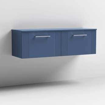 Nuie Deco Wall Hung 2-Drawer Vanity Unit with Worktop 1200mm Wide - Satin Blue