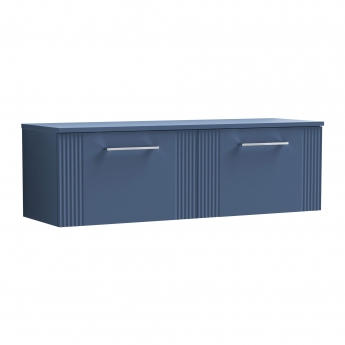 Nuie Deco Wall Hung 2-Drawer Vanity Unit with Worktop 1200mm Wide - Satin Blue