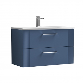 Nuie Deco Wall Hung 2-Drawer Vanity Unit with Basin-4 800mm Wide - Satin Blue