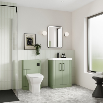 Nuie Deco Floor Standing 2-Door Vanity Unit with Basin-3 500mm Wide - Satin Green | Product Image