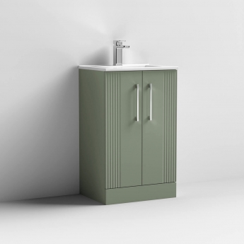 Nuie Deco Floor Standing 2-Door Vanity Unit with Basin-2 500mm Wide - Satin Green