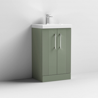Nuie Deco Floor Standing 2-Door Vanity Unit with Basin-3 500mm Wide - Satin Green