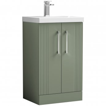 Nuie Deco Floor Standing 2-Door Vanity Unit with Basin-3 500mm Wide - Satin Green