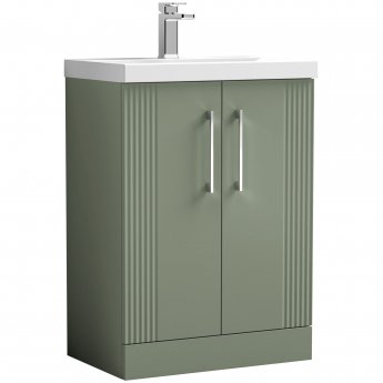 Nuie Deco Floor Standing 2-Door Vanity Unit with Basin-1 600mm Wide - Satin Green