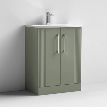 Nuie Deco Floor Standing 2-Door Vanity Unit with Basin-4 600mm Wide - Satin Green