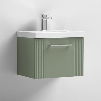 Nuie Deco Wall Hung 1-Drawer Vanity Unit with Basin-1 500mm Wide - Satin Green