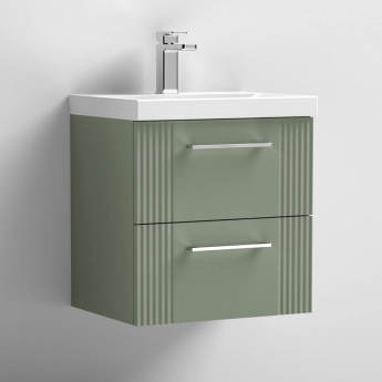 Nuie Deco Wall Hung 2-Drawer Vanity Unit with Basin-1 500mm Wide - Satin Green