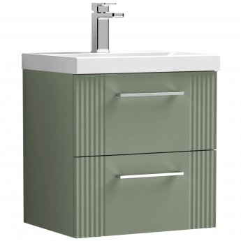 Nuie Deco Wall Hung 2-Drawer Vanity Unit with Basin-1 500mm Wide - Satin Green