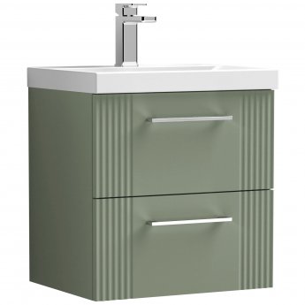 Nuie Deco Wall Hung 2-Drawer Vanity Unit with Basin-3 500mm Wide - Satin Green