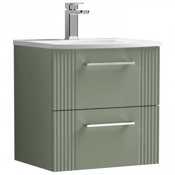 Nuie Deco Wall Hung 2-Drawer Vanity Unit with Basin-4 500mm Wide - Satin Green