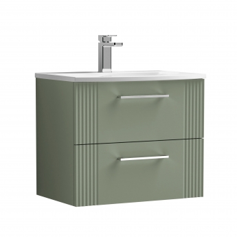 Nuie Deco Wall Hung 2-Drawer Vanity Unit with Basin-4 600mm Wide - Satin Green