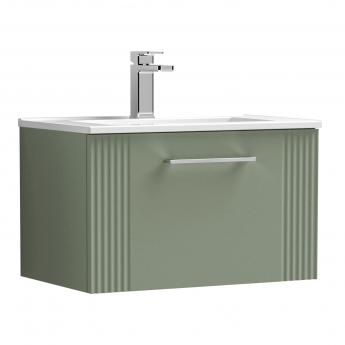 Nuie Deco Wall Hung 1-Drawer Vanity Unit with Basin-2 600mm Wide - Satin Green
