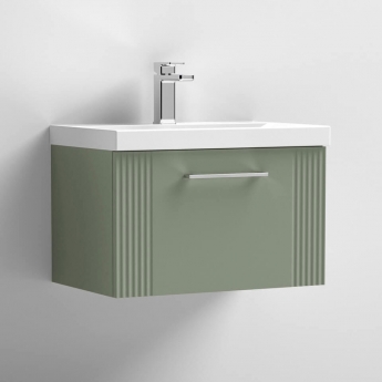 Nuie Deco Wall Hung 1-Drawer Vanity Unit with Basin-3 600mm Wide - Satin Green