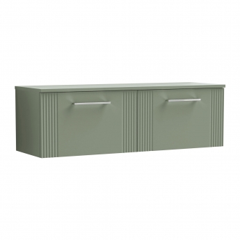 Nuie Deco Wall Hung 2-Drawer Vanity Unit with Worktop 1200mm Wide - Satin Green