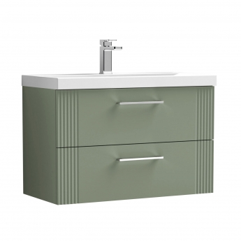 Nuie Deco Wall Hung 2-Drawer Vanity Unit with Basin-3 800mm Wide - Satin Green