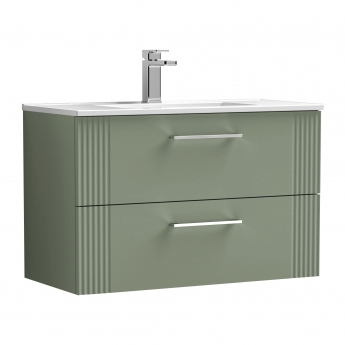 Nuie Deco Wall Hung 2-Drawer Vanity Unit with Basin-2 800mm Wide - Satin Green