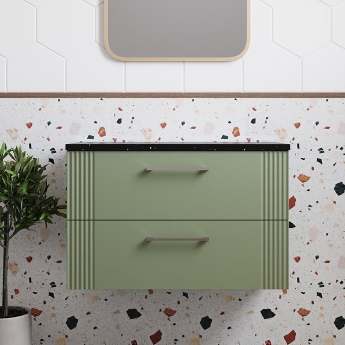 Deco 800mm 2-Drawer Wall Hung Vanity Unit with Countertop