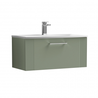 Nuie Deco Wall Hung 1-Drawer Vanity Unit with Basin-4 800mm Wide - Satin Green