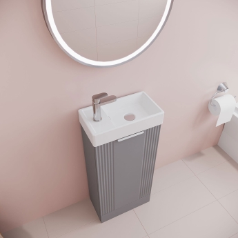 Nuie Deco Compact Floor Standing 1-Door Vanity Unit with Basin 400mm Wide - Satin Grey | Product Image
