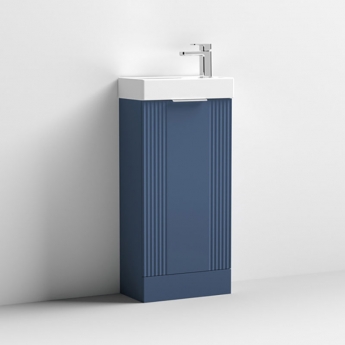 Nuie Deco Compact Floor Standing 1-Door Vanity Unit with Basin 400mm Wide - Satin Blue