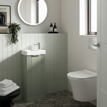 Nuie Deco Compact Floor Standing 1-Door Vanity Unit with Basin 400mm Wide - Satin Green