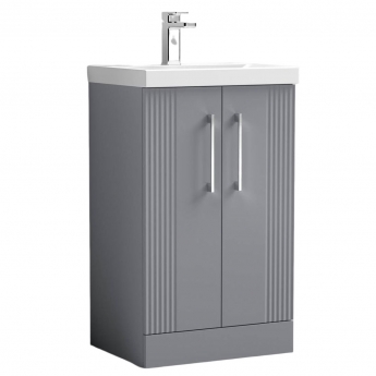 Nuie Deco Floor Standing 2-Door Vanity Unit with Basin-1 500mm Wide - Satin Grey