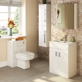 Nuie Eden Floor Standing 2-Door Vanity Unit with Basin-1 600mm Wide - Gloss White