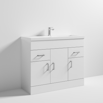 Nuie Eden Floor Standing 3-Door Vanity Unit and Basin-1 Gloss White - 1000mm Wide