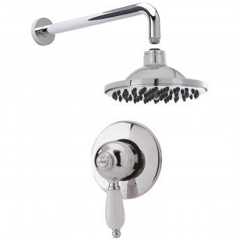 Nuie Edwardian Round Manual Concealed Shower Valve with Fixed Head and Arm - Chrome