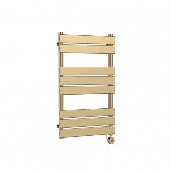 Nuie Electric Square Heated Towel Rail 840mm H x 500mm W - Brushed Brass