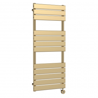 Nuie Electric Square Heated Towel Rail 1213mm H x 500mm W - Brushed Brass