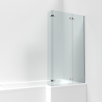 Nuie Ella Bath Screen with Hinged End Panel 1400mm H x 815mm W - 5mm Glass