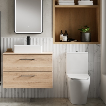 Nuie Fenton Rimless Open Back Close Coupled Toilet with Push Button Cistern - Soft Close Seat | Product Image