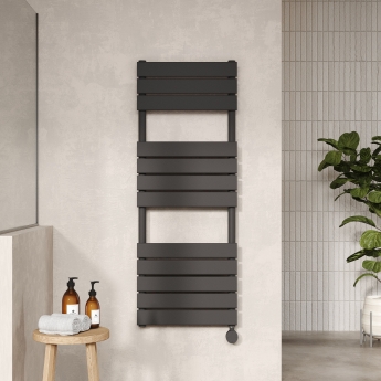 Nuie Flat Panel Electric Towel Rail 1213mm H x 500mm W - Anthracite | Product Image