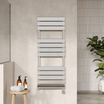 Nuie Flat Panel Electric Towel Rail 1213mm H x 500mm W - Chrome | Product Image