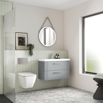 Nuie Fluted Satin Grey Bathroom Suite
