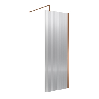 Nuie Fluted Brushed Bronze 1850mm Wet Room Glass Shower Screen | Product Image