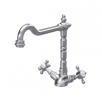 Nuie French Classic Kitchen Sink Mixer Tap Dual Handle - Brushed Nickel
