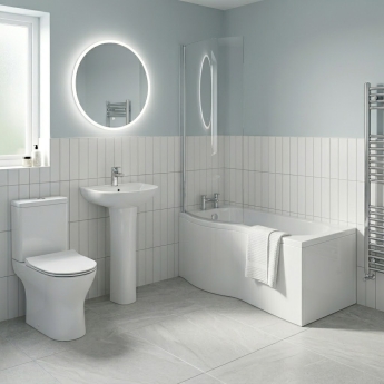 Nuie Freya Complete Bathroom Suite with B-Shaped Shower Bath 1700mm - Left Handed | Product Image