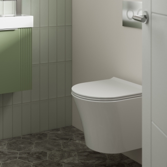 Nuie Fenton Rimless Wall Hung Toilet - Slim Sandwich Soft Close Seat