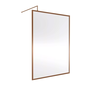 Nuie Full Outer Frame Brushed Bronze 1850mm Wet Room Glass Shower Screen | Product Image