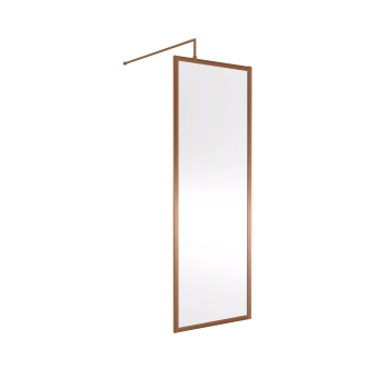 Nuie Full Outer Frame Brushed Bronze 1850mm Wet Room Glass Shower Screen | Product Image