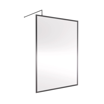 Nuie Full Outer Frame Brushed Pewter 1850mm Wet Room Glass Shower Screen | Product Image