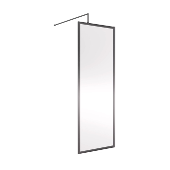 Nuie Full Outer Frame Brushed Pewter 1850mm Wet Room Glass Shower Screen | Product Image